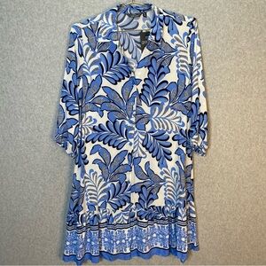 Mlle Gabriel Blue Floral Button Down Dress